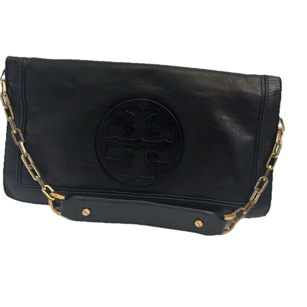 Tory Burch Handbag Purse Black Leather ShoulderBag Clutch - Picture 6 of 11
